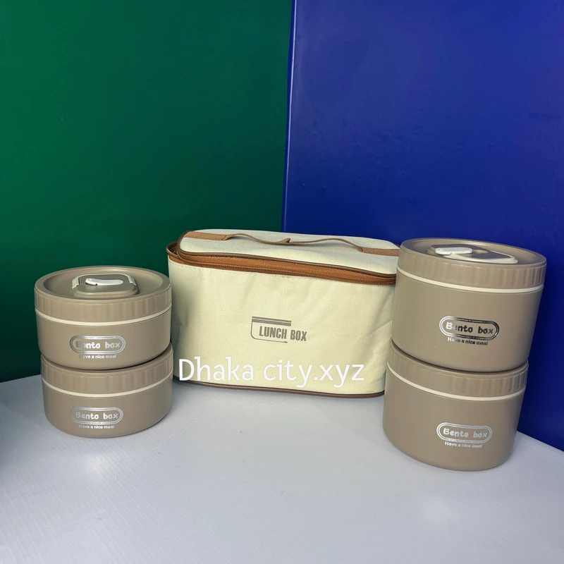 304 stainless steel Portable insulated lunch box leakproof sealed bucket student lunch box multi-layer Round bento box