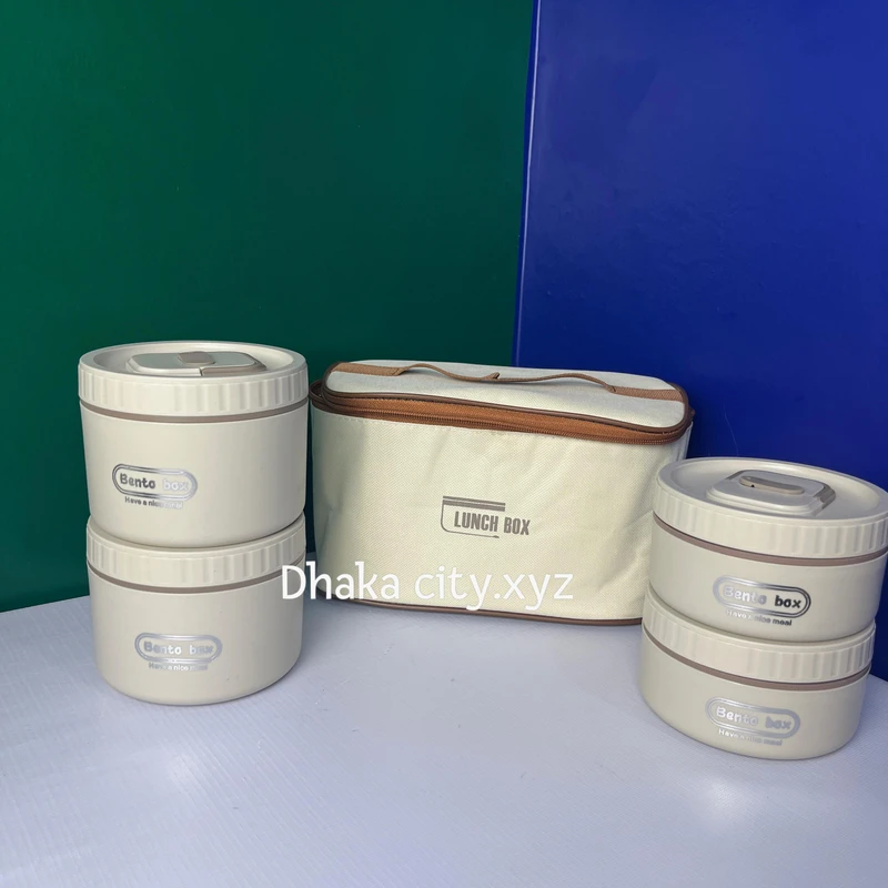 304 stainless steel Portable insulated lunch box leakproof sealed bucket student lunch box multi-layer Round bento box