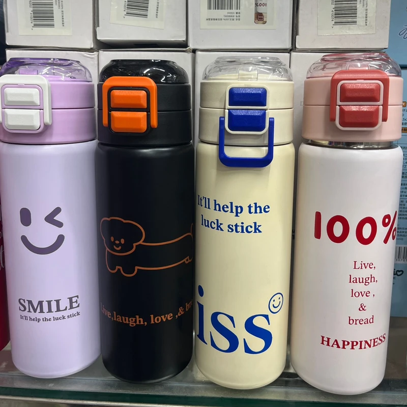 550ml Fashion Stainless Steel Vacuum Flask With 3D Decal Portable Thermos Mug Travel Thermal Water Bottle Tumbler