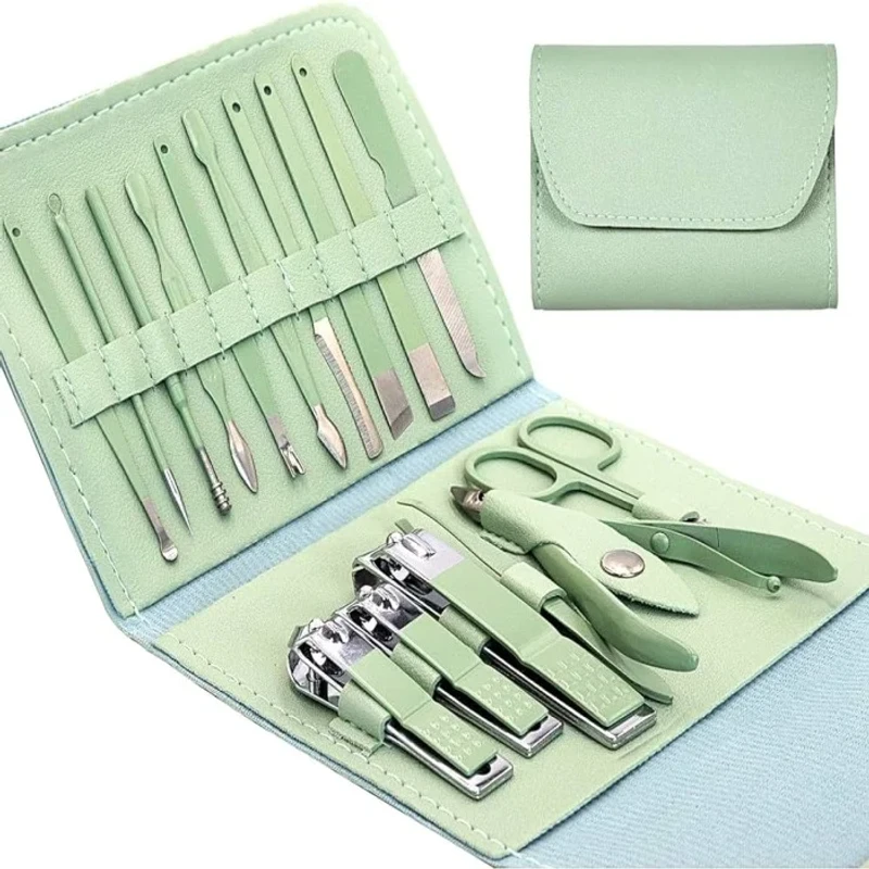 Professional 16 Pcs Manicure & Pedicure Set – Stainless Steel Nail Cutter Tools with Travel Case