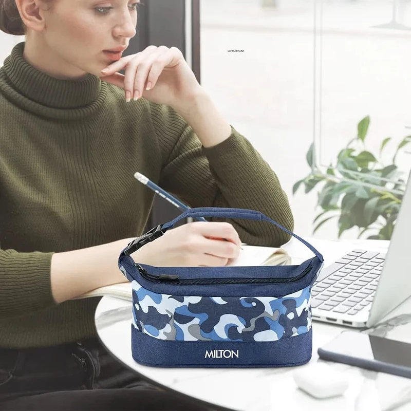MILTON Camo Delight Stainless Steel Tiffin With Jacket, Navy Blue 3 Containers Lunch Box (1210 ml) - Image 5
