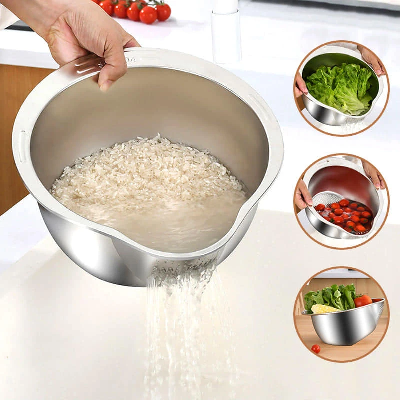 Rice Washing Machine Strainer Bowl - 304 Stainless Steel - Image 4