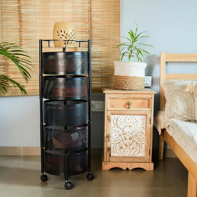 5 Layer  round vegetable basket storage rack