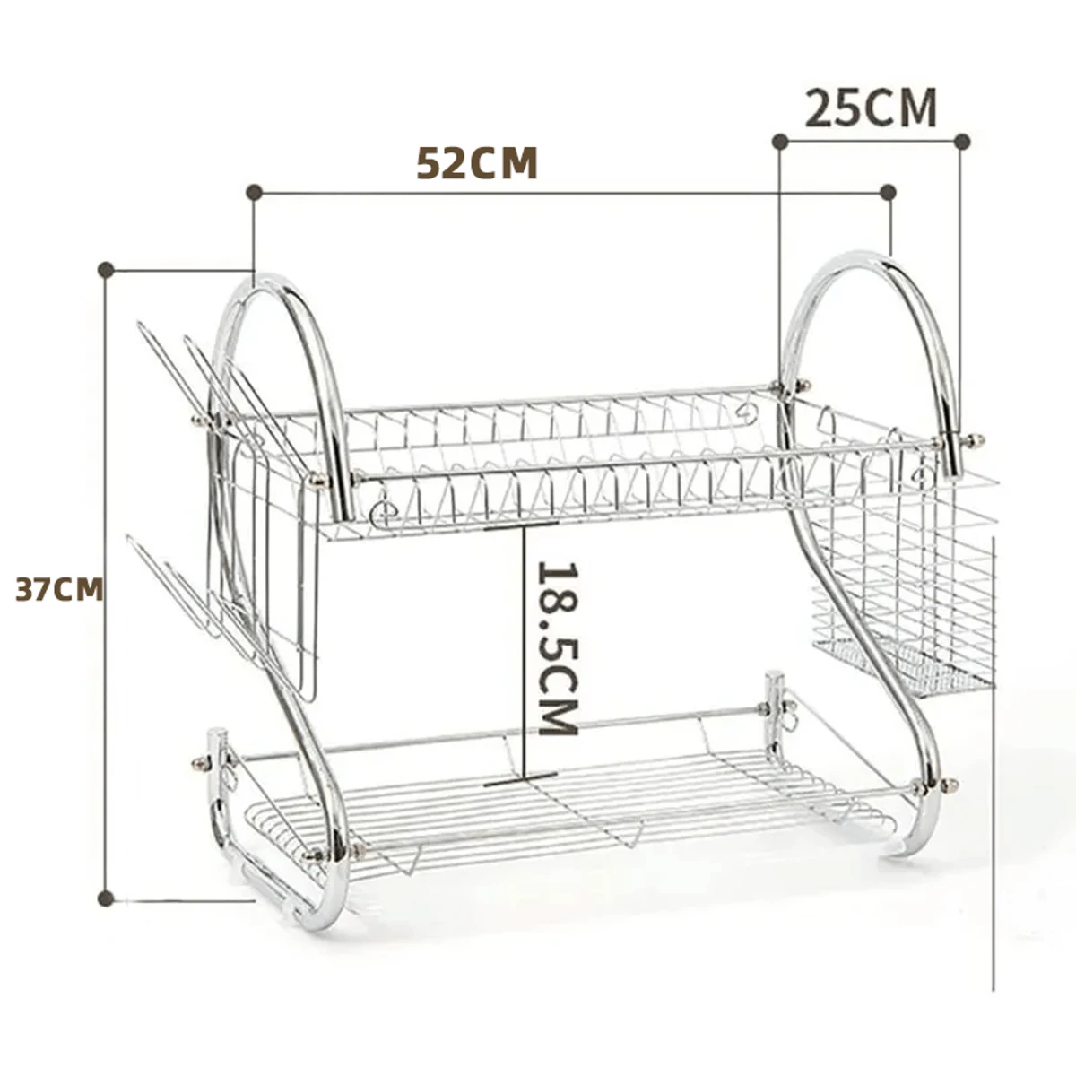 Dish Drying Rack 2 Layer Kitchen Dish Rack with Utensil Holder Cup Holder