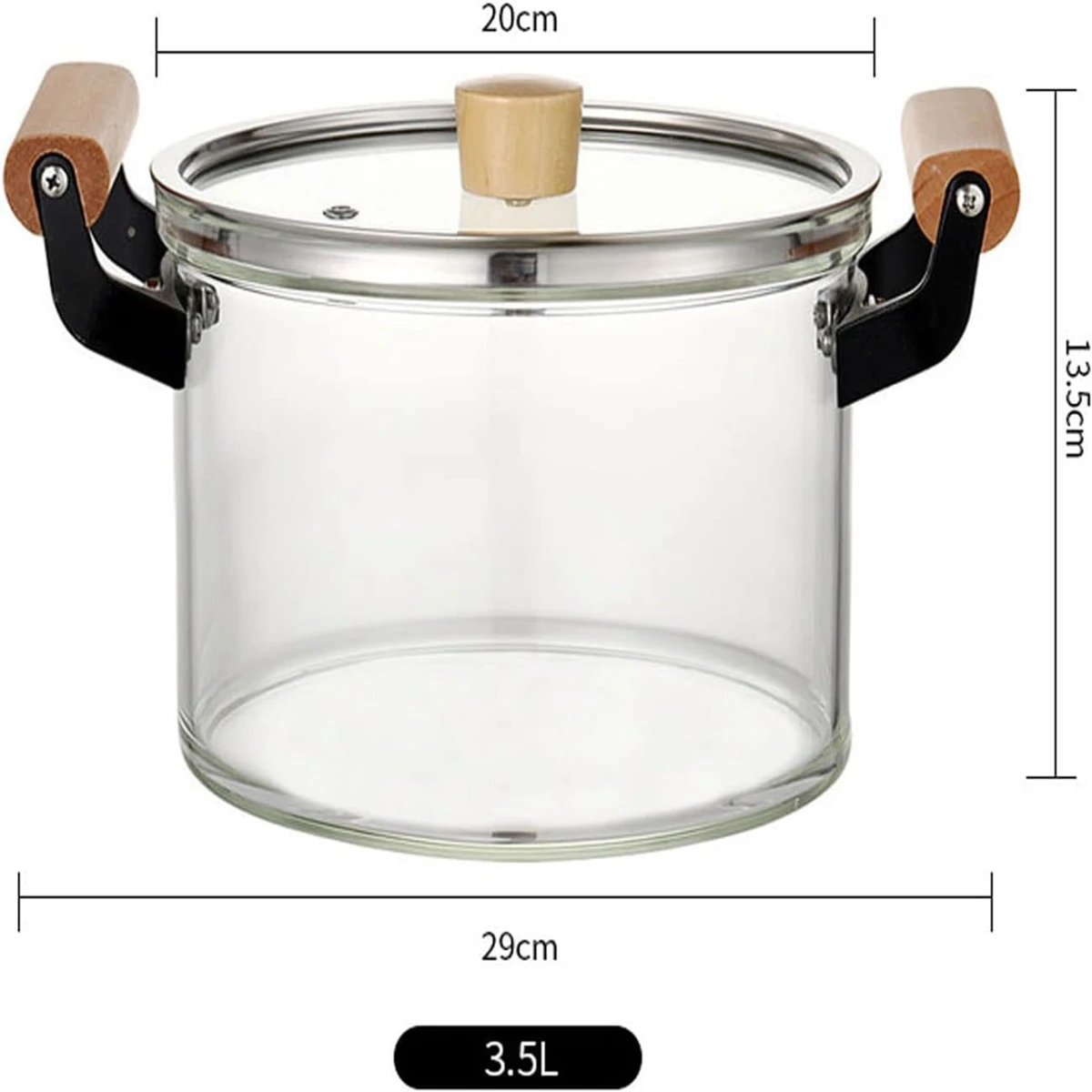 Glass Cooking Pot Stockpot with Lid Transparent - Image 4