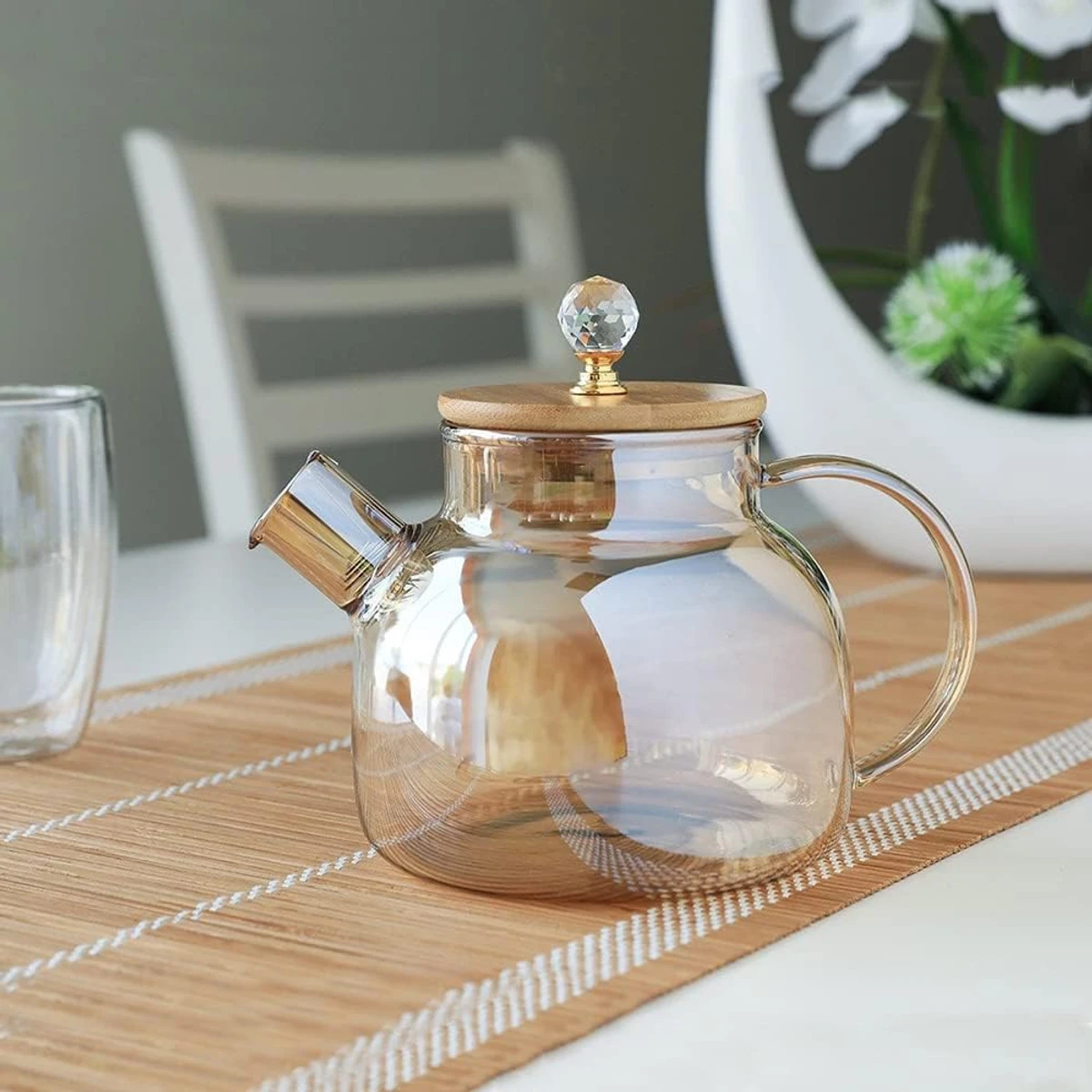 1000ML Borosilicate, Clear Glass Tea Pots - Image 1