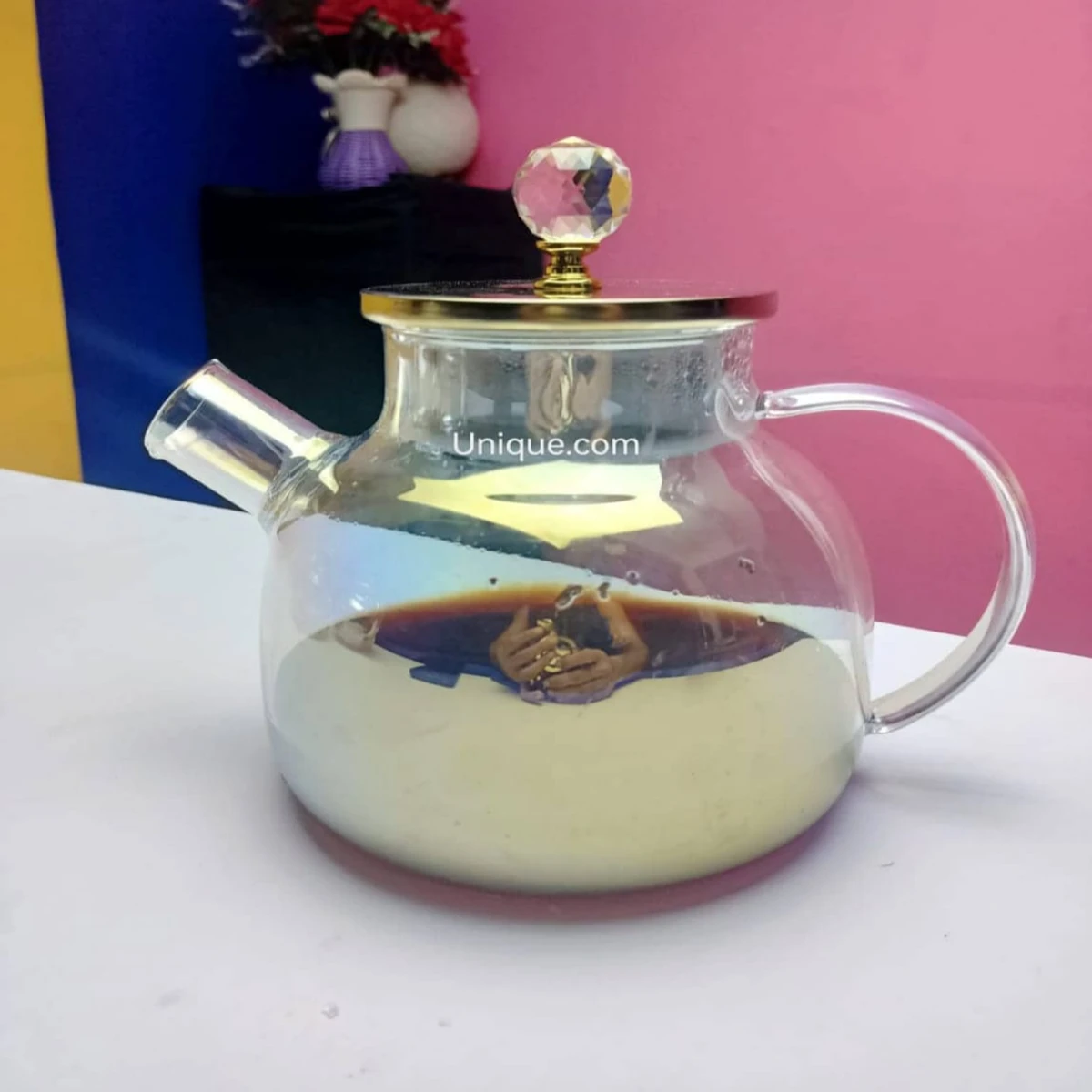 1000ML Borosilicate, Clear Glass Tea Pots - Image 2