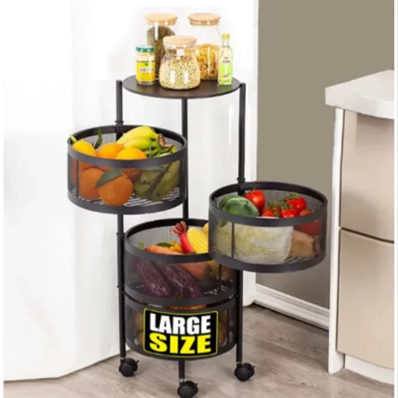 4 Layer round vegetable basket storage rack