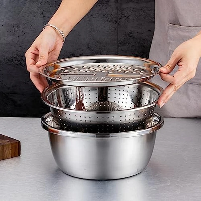 3 in 1 Vegetable Cutter with Drain Basket - Image 3
