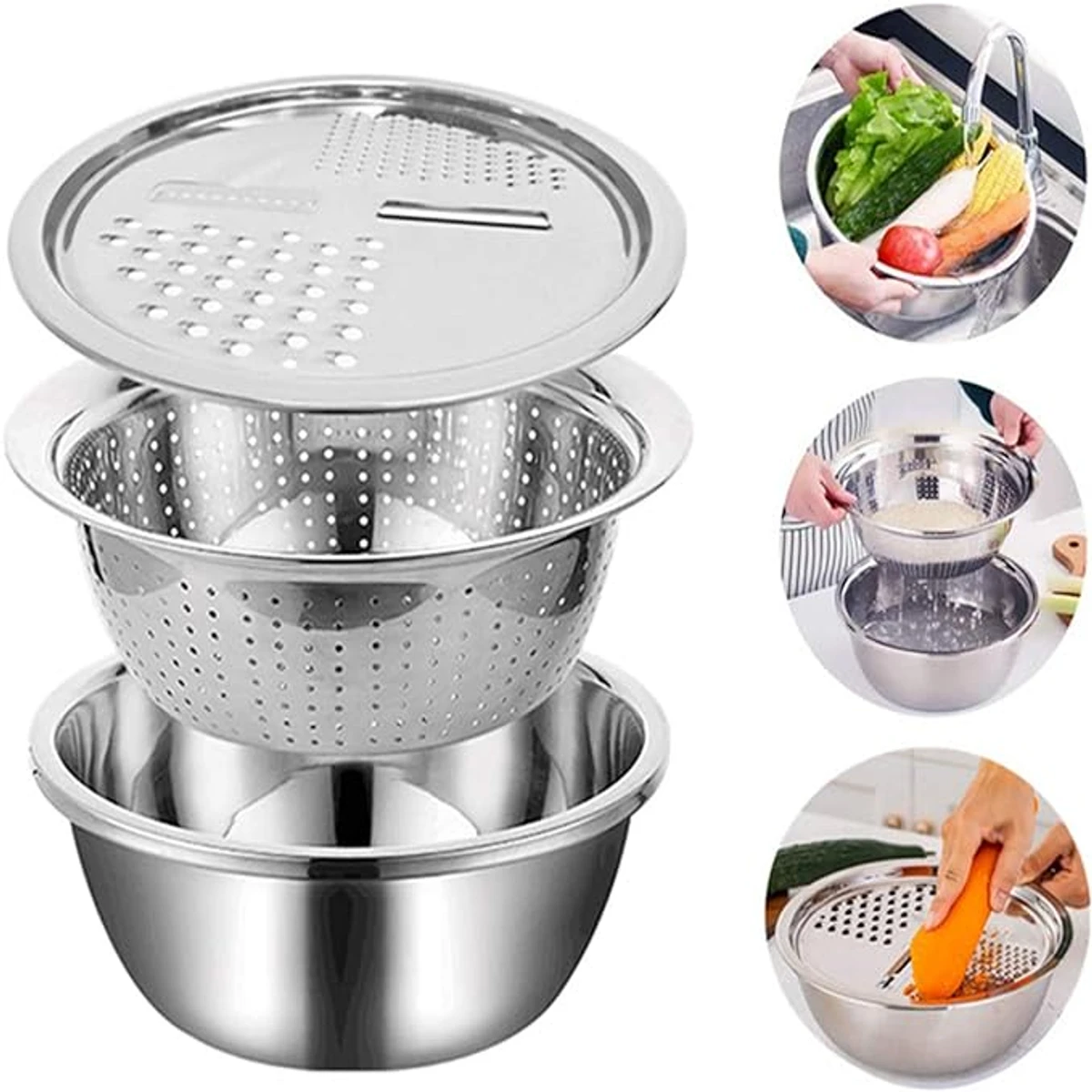 3 in 1 Vegetable Cutter with Drain Basket - Image 1