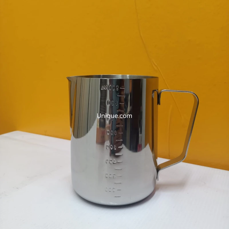 Wide Mouth Stainless Steel Milk Frothing Jug with Dual Measuring Scale. - Image 3