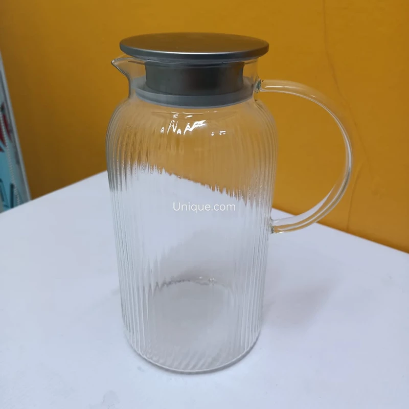 Glass Pitcher with Handle & Stainless Steel Lid