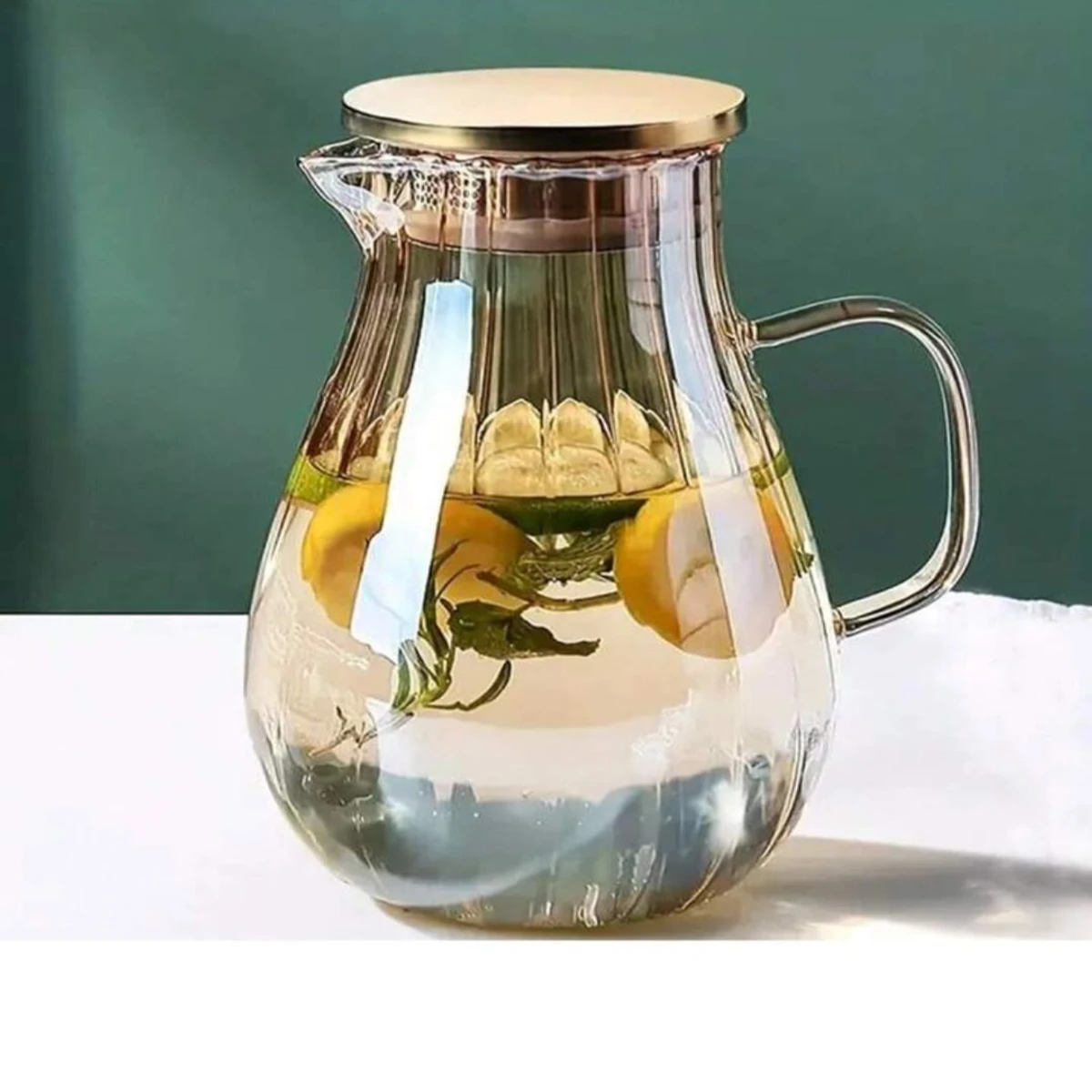 1.8L High Borosilicate Glass Cold Kettle Glass Cup Vertical Stripes Water Bottle Boil Water Jug Beverages Juice Pitcher Tea Pots