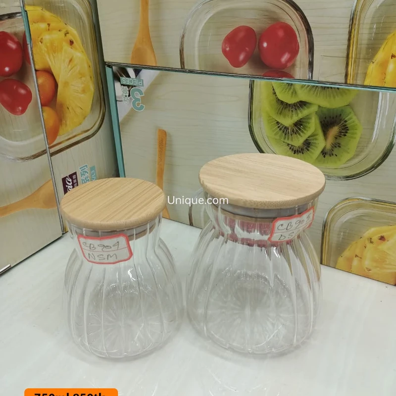 clear corrugated glass jars