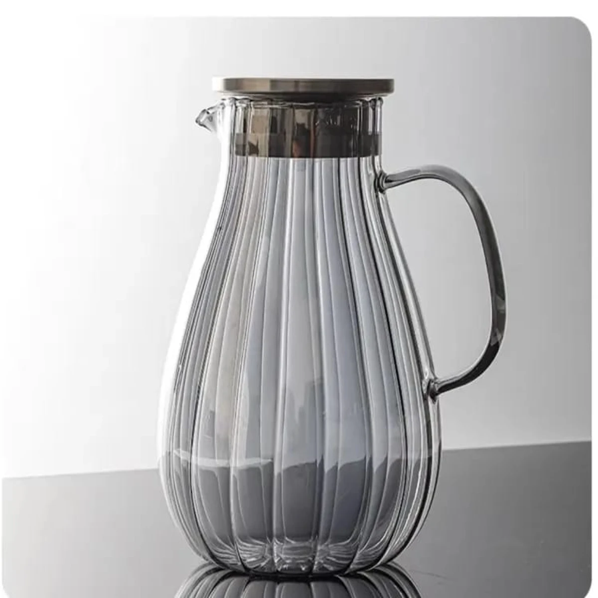 1.8L High Borosilicate Glass Cold Kettle Glass Cup Vertical Stripes Water Bottle Boil Water Jug Beverages Juice Pitcher Tea Pot - Image 1