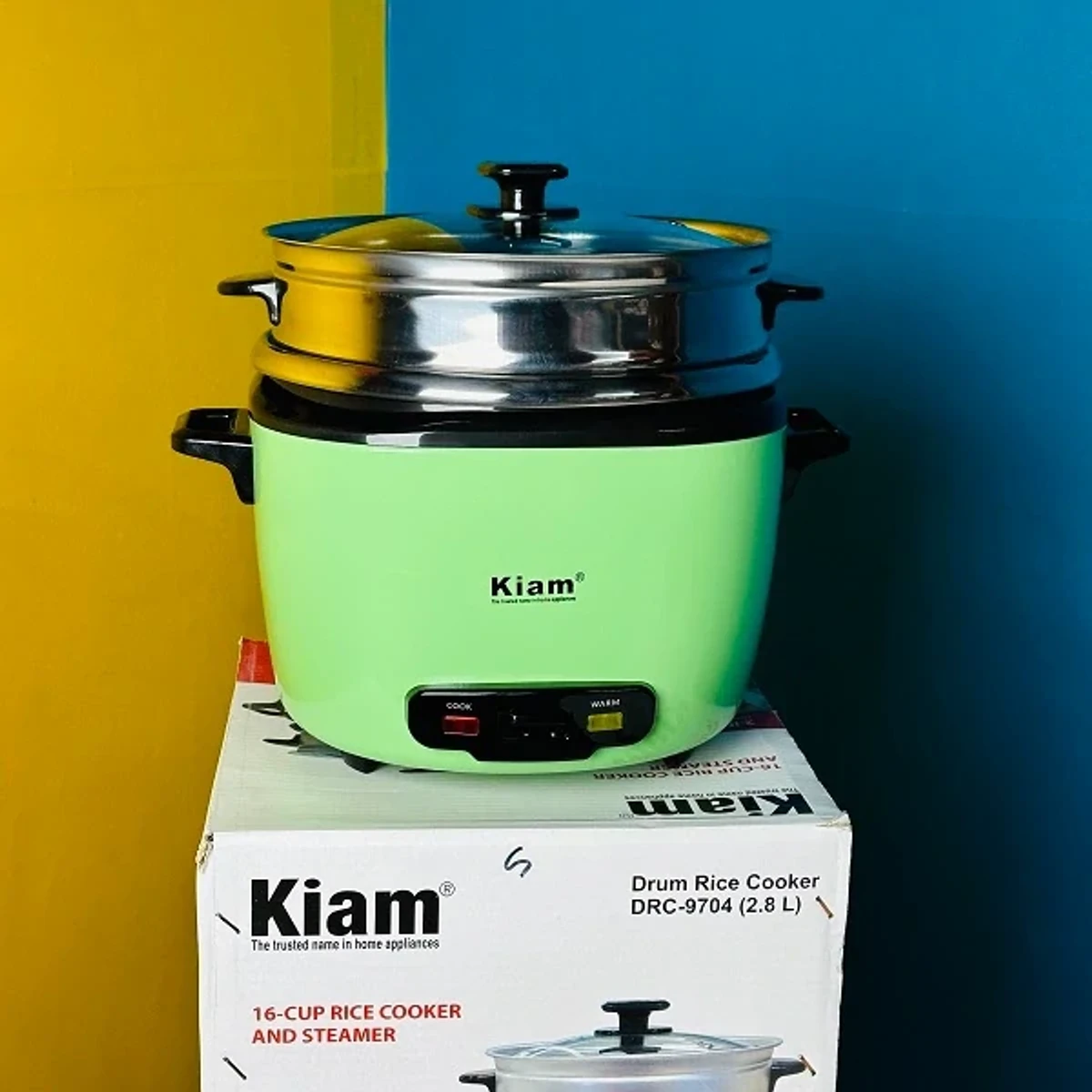 Kiam DRC 9704 2.8 liter Stainless Steel + Non-Stick Double Pot Rice Cooker - Image 1