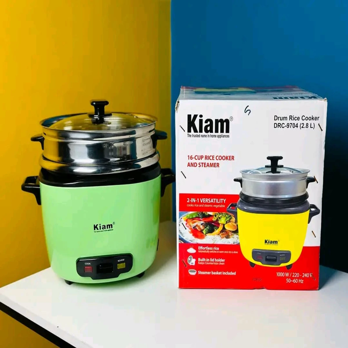 Kiam DRC 9704 2.8 liter Stainless Steel + Non-Stick Double Pot Rice Cooker - Image 3