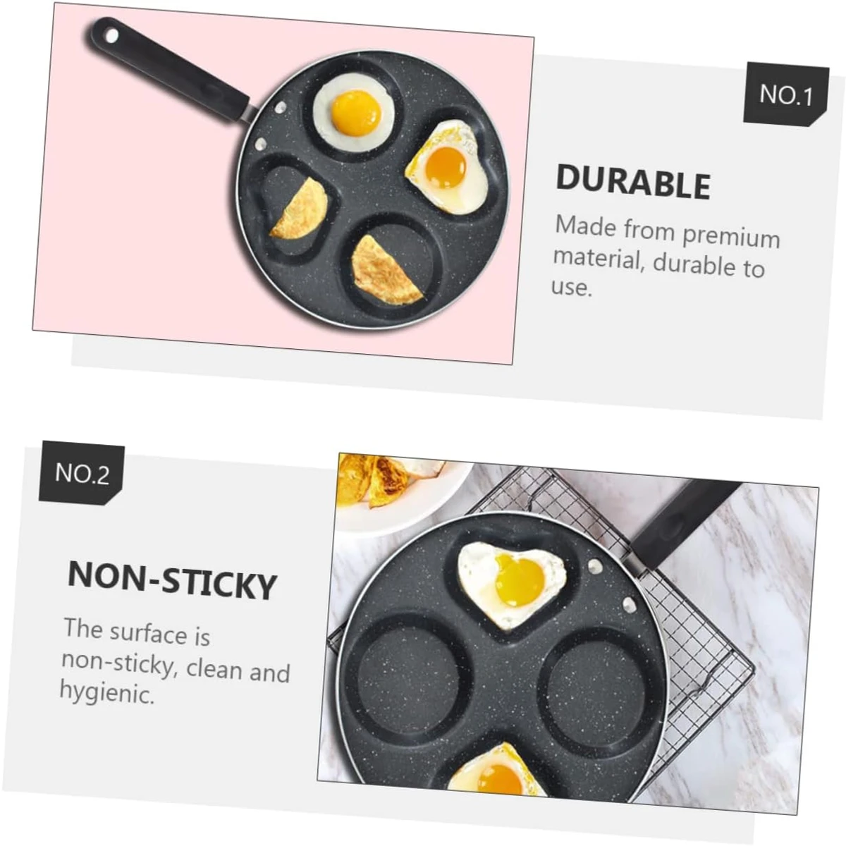 Heart-Shaped Nonstick Four-Hole Frying Pan Omelet Saucepan No Oil-smoke Breakfast Egg Pancake Maker Grill Pan CookwareIndustry-specific attributes - Image 3