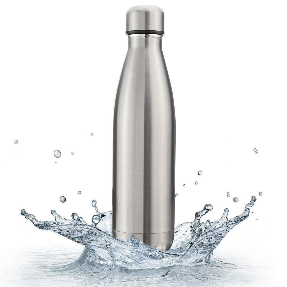 Stainless Steel Water Bottle, 500ml, Silver Double walled - Image 2