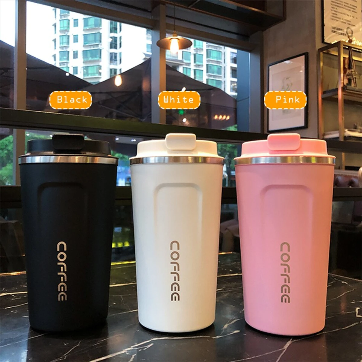 Stainless Steel Coffee Cup Thermos Mug Leak-Proof Thermos Travel Thermal Vacuum Flask Insulated Cup Water Bottle 510ML - Image 1