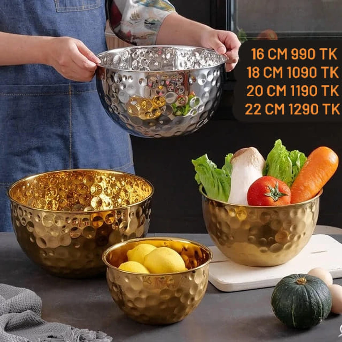 4 Piece Golden Stainless Steel Bowl