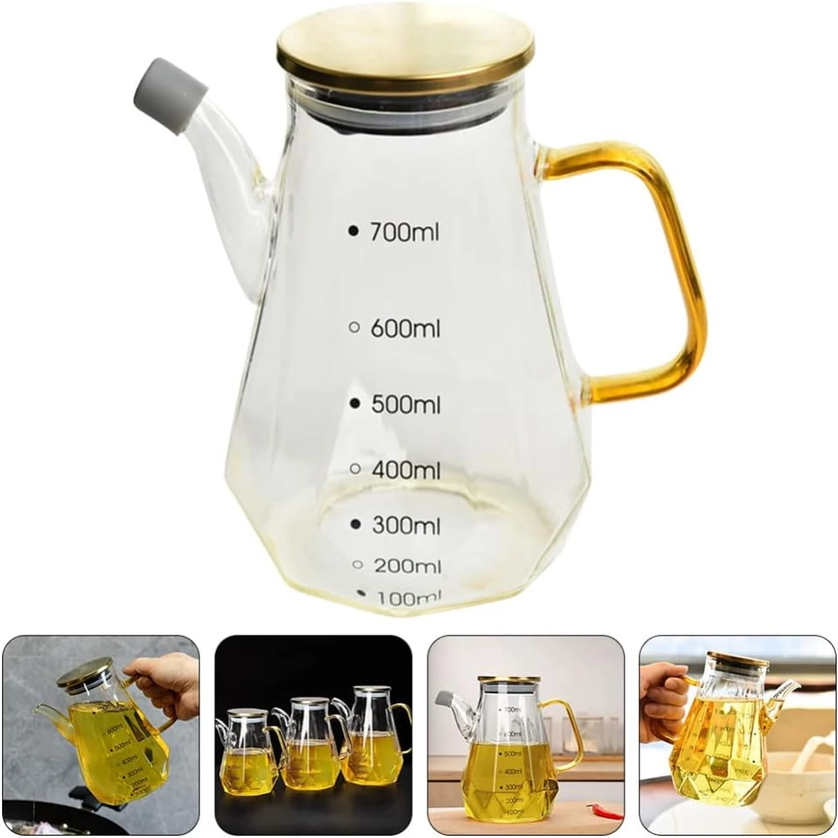 700ml Oil and Vinegar Dispenser Cruet Liquid Container for BBQ Salad Syrup Kitchen Baking Roasting Olives - Image 3