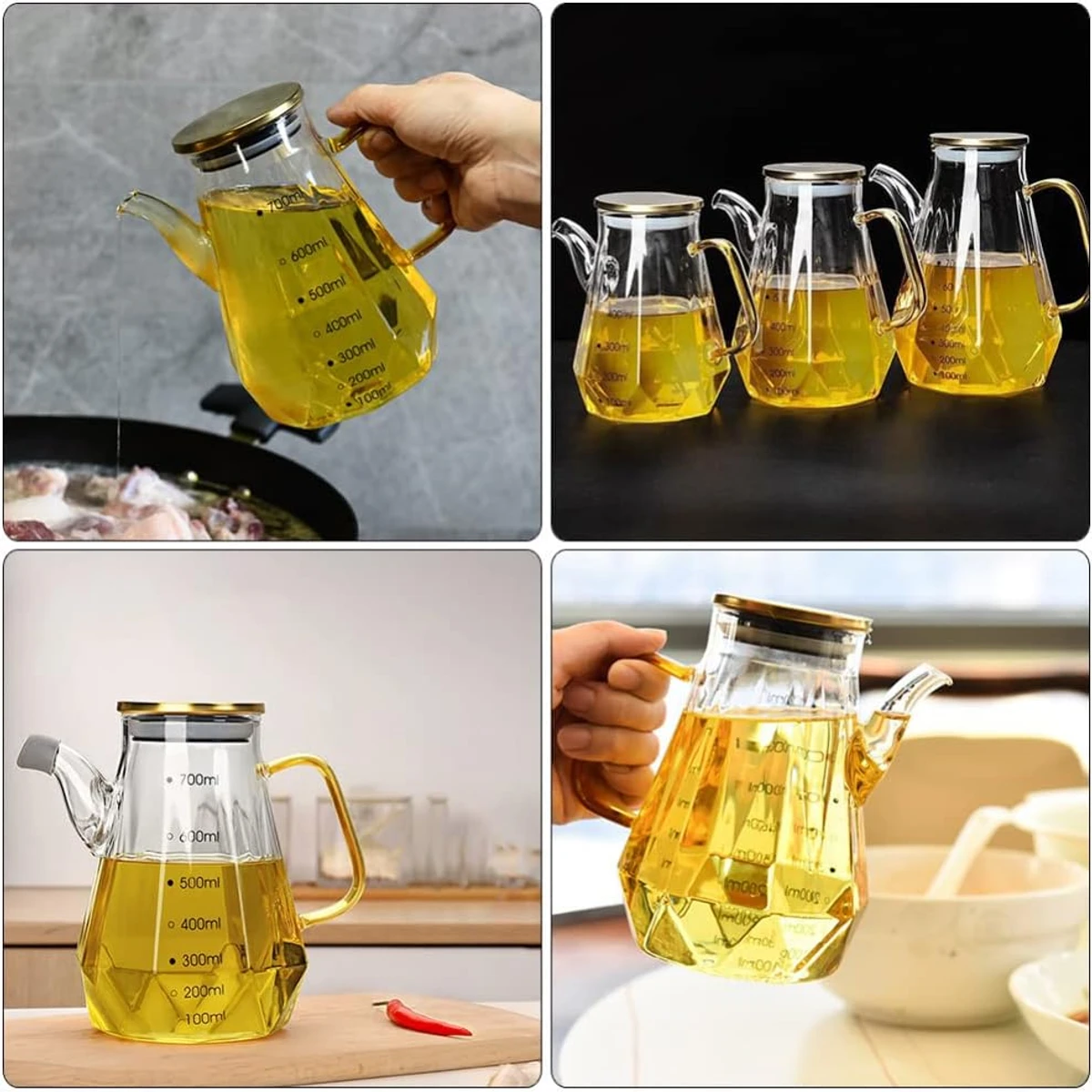 700ml Oil and Vinegar Dispenser Cruet Liquid Container for BBQ Salad Syrup Kitchen Baking Roasting Olives - Image 2