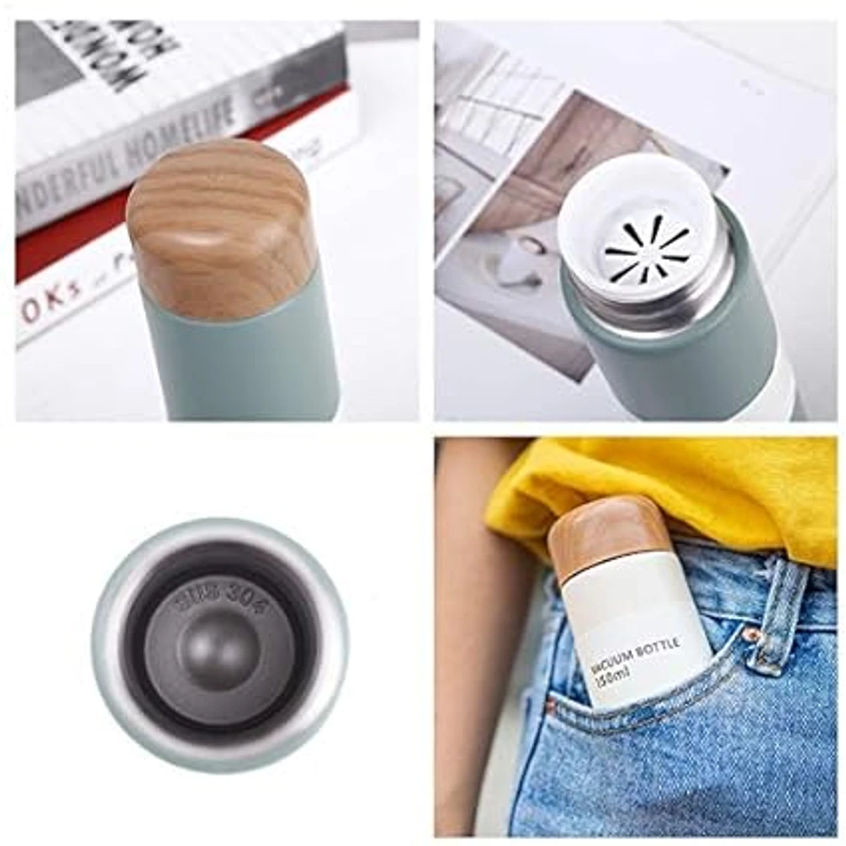 Super Mini 150ml 304 Stainless steel Thermos Water Bottle Portable Vacuum Flask In Pocket With Tea Infuser Thermos Cup - Image 3