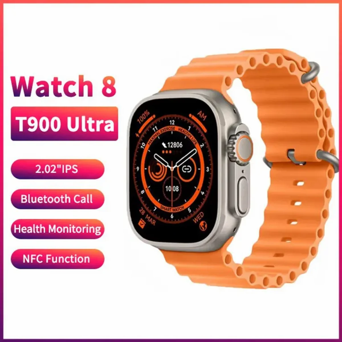 T900 Ultra Men Smart Watch 2.09" HD Screen Bluetooth Calling Pedometer Heart Rate Blood Pressure Sleep Sports Watch for iPhone & Andriod Phone. - Image 5