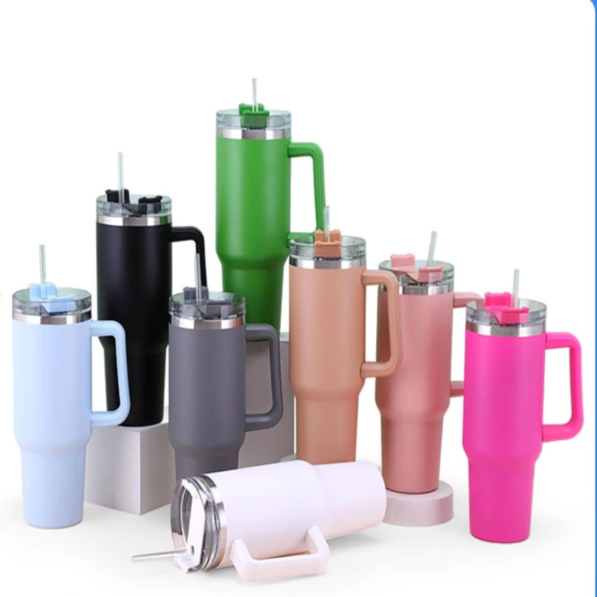 New Handle Car Cup 304 Stainless Steel Straw Ice Bomber Cup Car Portable Thermos Cup - Image 1