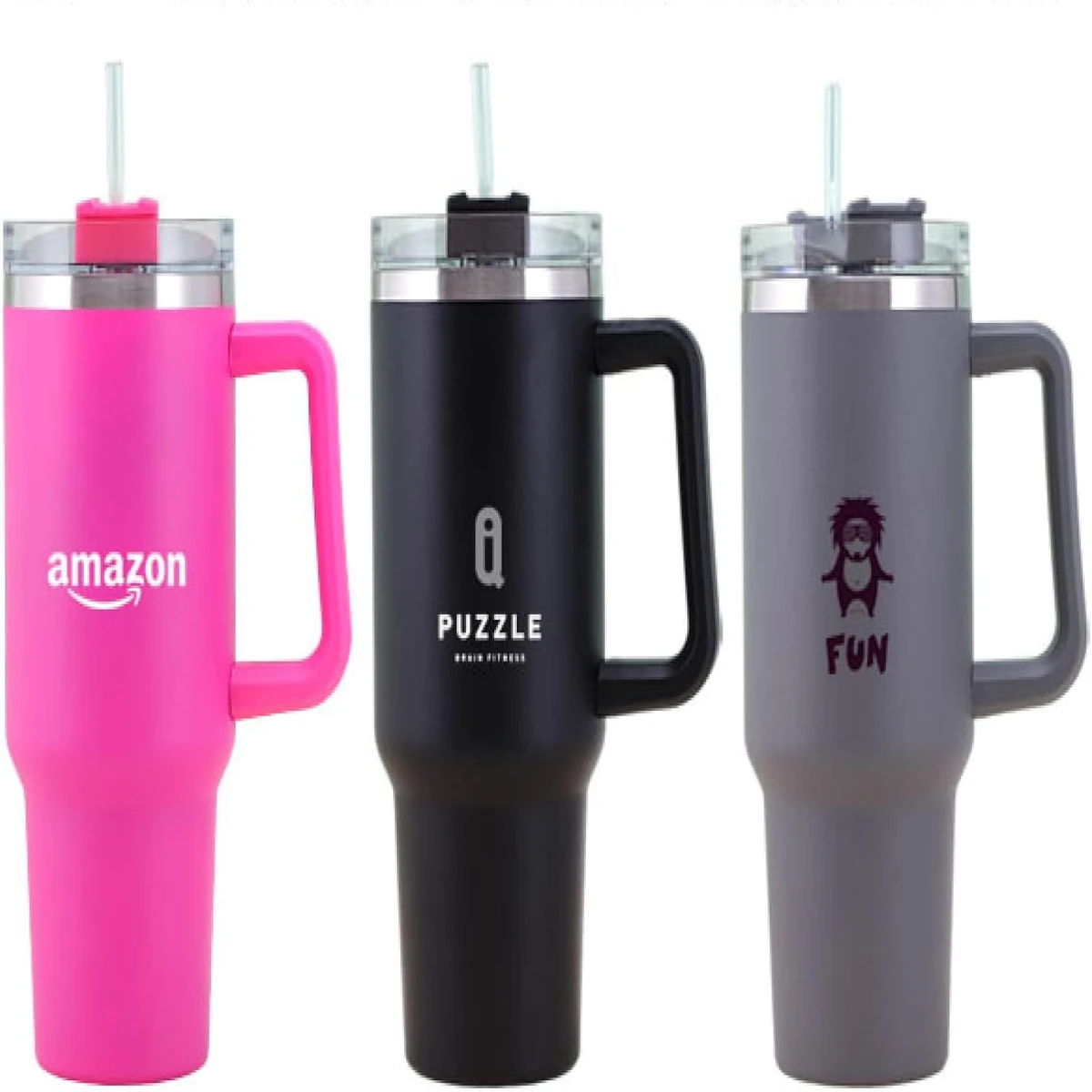 New Handle Car Cup 304 Stainless Steel Straw Ice Bomber Cup Car Portable Thermos Cup - Image 2