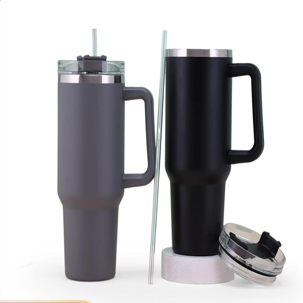 New Handle Car Cup 304 Stainless Steel Straw Ice Bomber Cup Car Portable Thermos Cup - Image 3