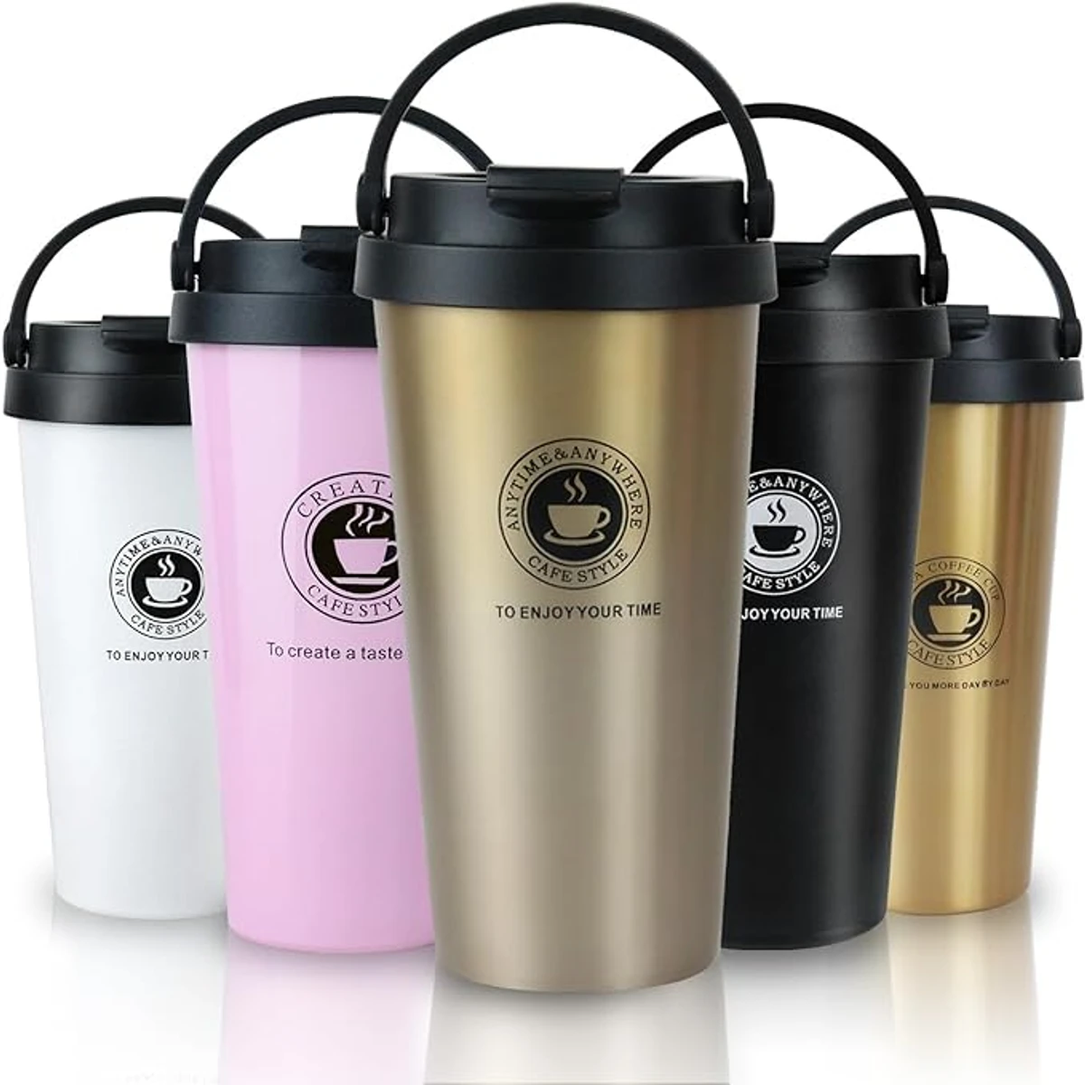 Stainless Steel Car Coffee Mug for Hot and Cold Water Coffee and Tea, 500ml17oz (Gradient Gold)