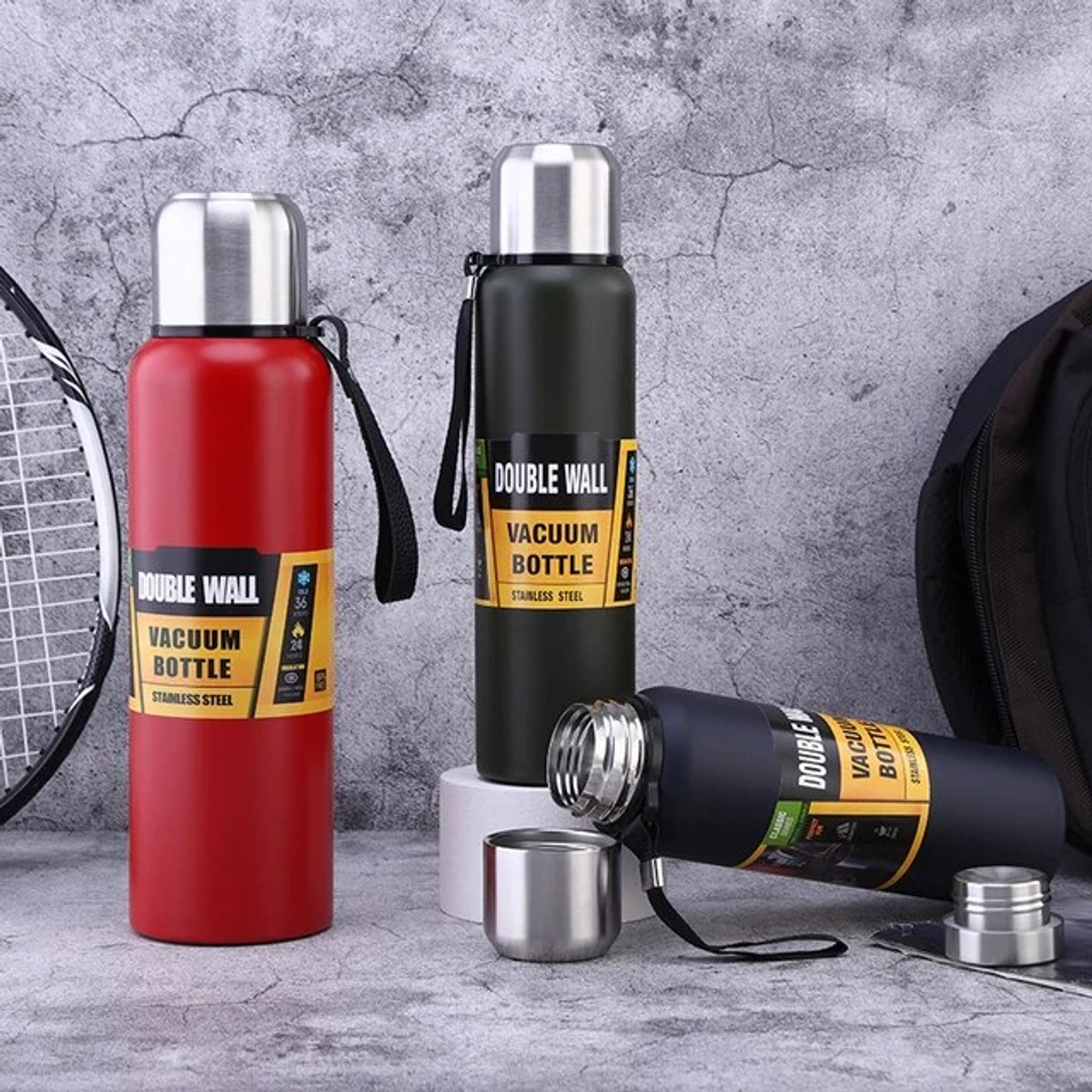 600 ML High Quality Large Capacity Stainless Steel Thermos Portable Vacuum Flask Insulated Tumbler with Rope Thermal Bottle