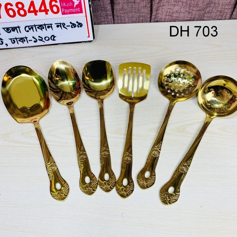 Six pcs stainless steel 10.5" serving spoon set