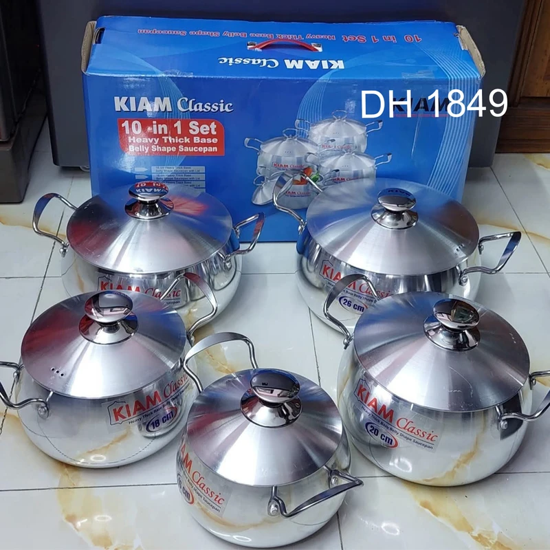 Alumuniam lid  Kiam Heavy Thick Base Belly Shape Saucepan 10 in 1 set