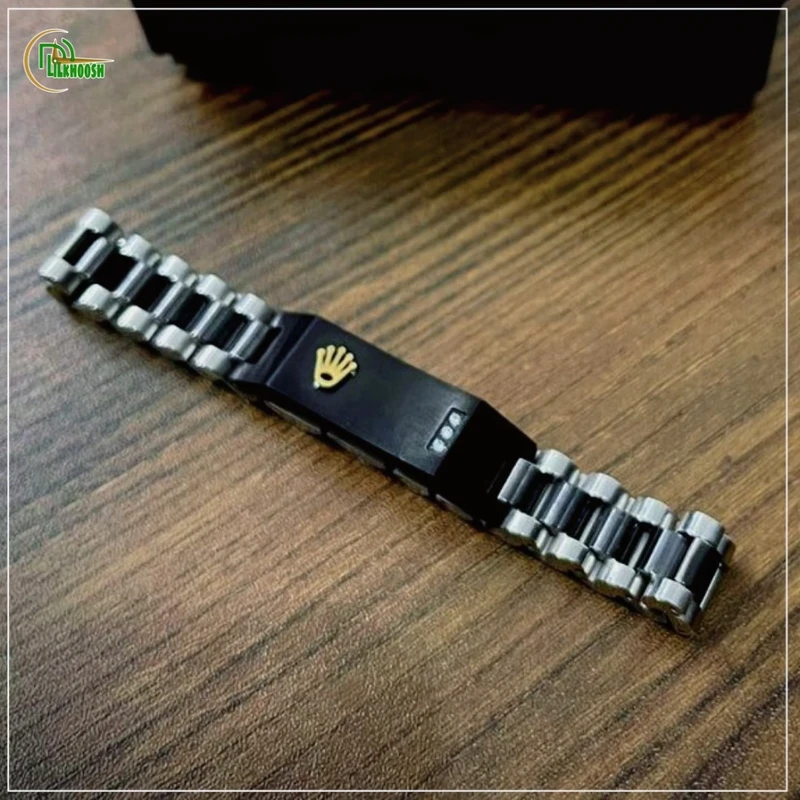 Original Rolex Crown Design Stylish Men's Stainless Steel Bracelet (Black & Silver) - Image 4