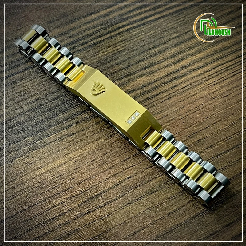 Original Rolex Crown Design Stylish Men's Stainless Steel Bracelet (Gold-Silver) - Image 3