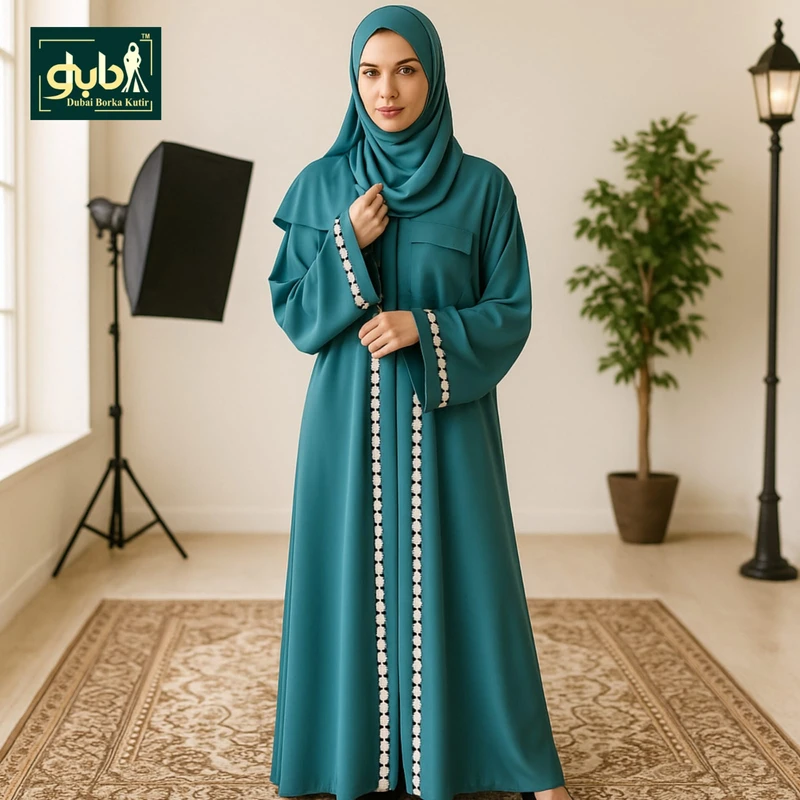 Chain Embroidery  Borka with Hijab - Image 3