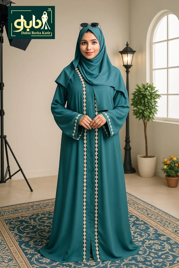 Chain Embroidery  Borka with Hijab