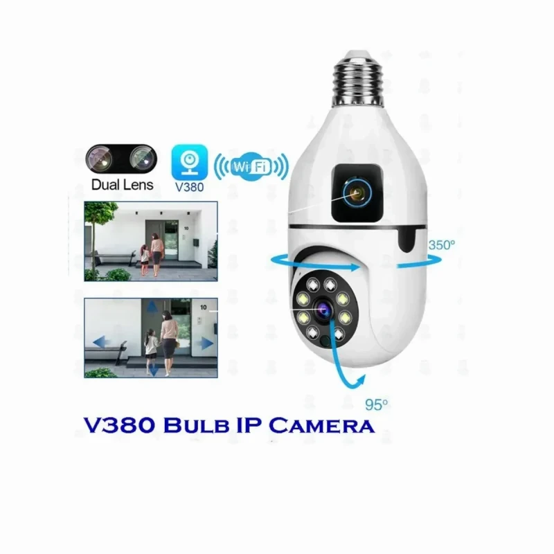 V380 Bulb IP Camera 360 degree Rotation WIFI IP Camera With Night Vision Model MX500 Bulb Camera 5 MP HD Wireless Security Camera