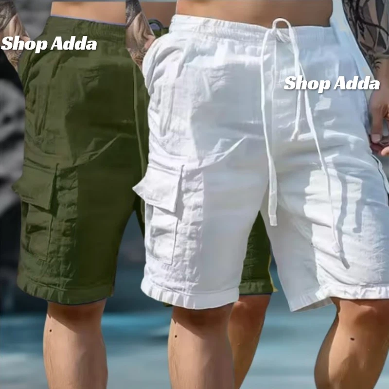 2 pcs Summer Comfortable 5 Pocket Cotton Shorts For Men