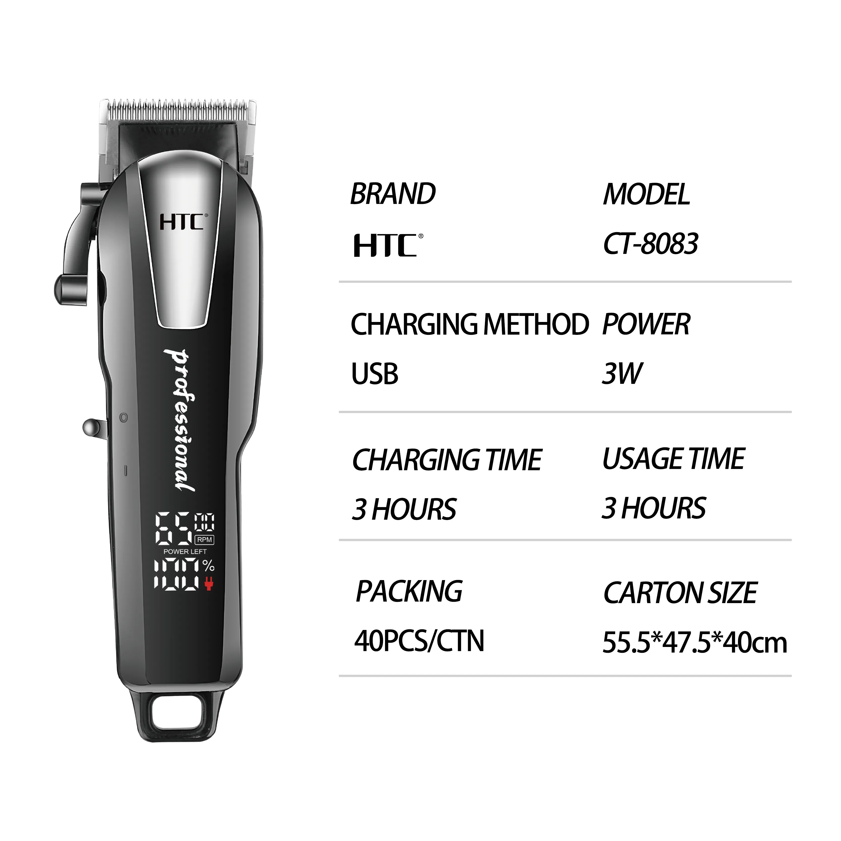 HTC CT-8083 Hair Clipper And Beard Trimmer For Men - Image 4