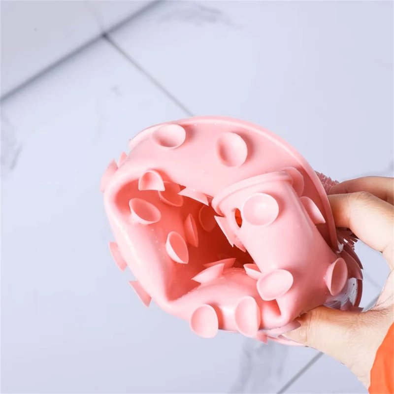 Non-Slip Shower Foot Scrubber & Massage Mat & Super Soft Exfoliating bath sponge Combo - Pink - Image 3