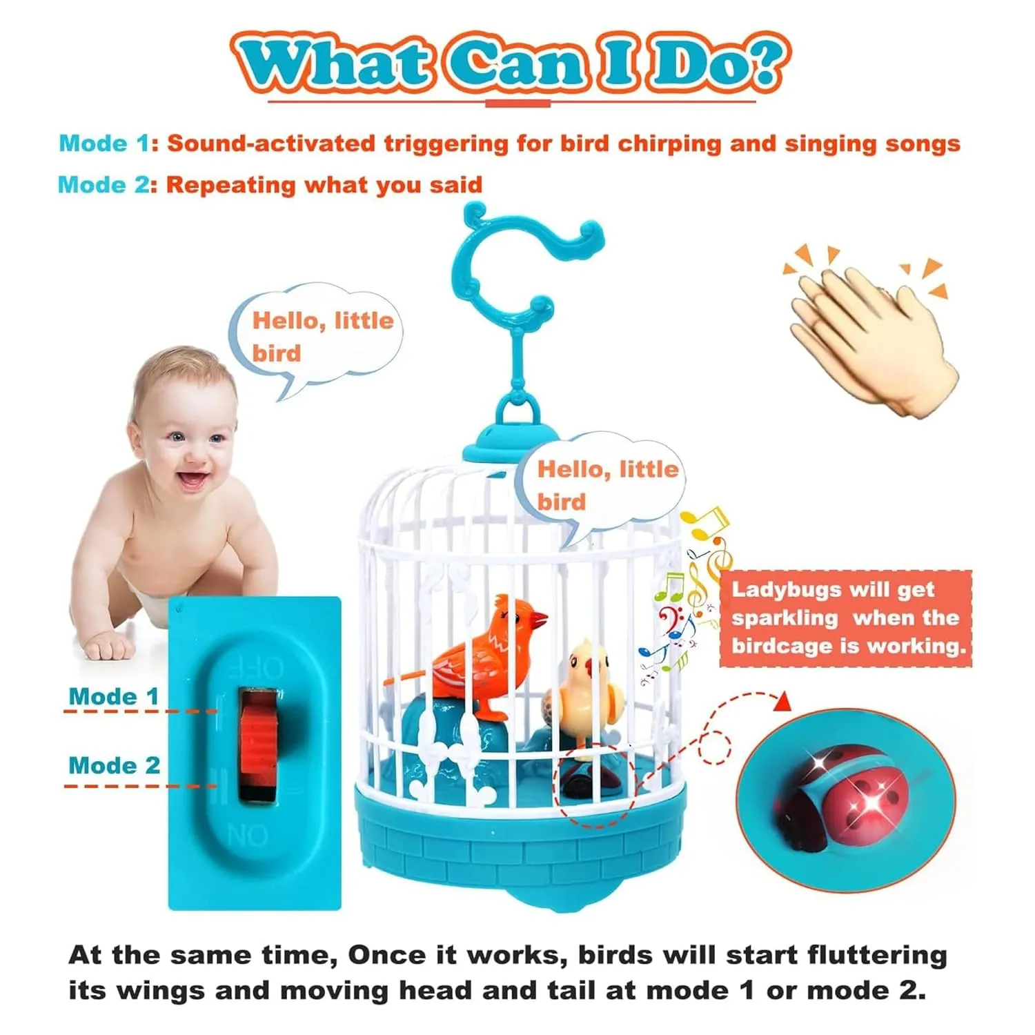 Talking Bird Toy for Kids | Interactive Toy & Repeat What You Said | Singing & Chirping in The Birdcage | Gifts for Babies, Kids & Children