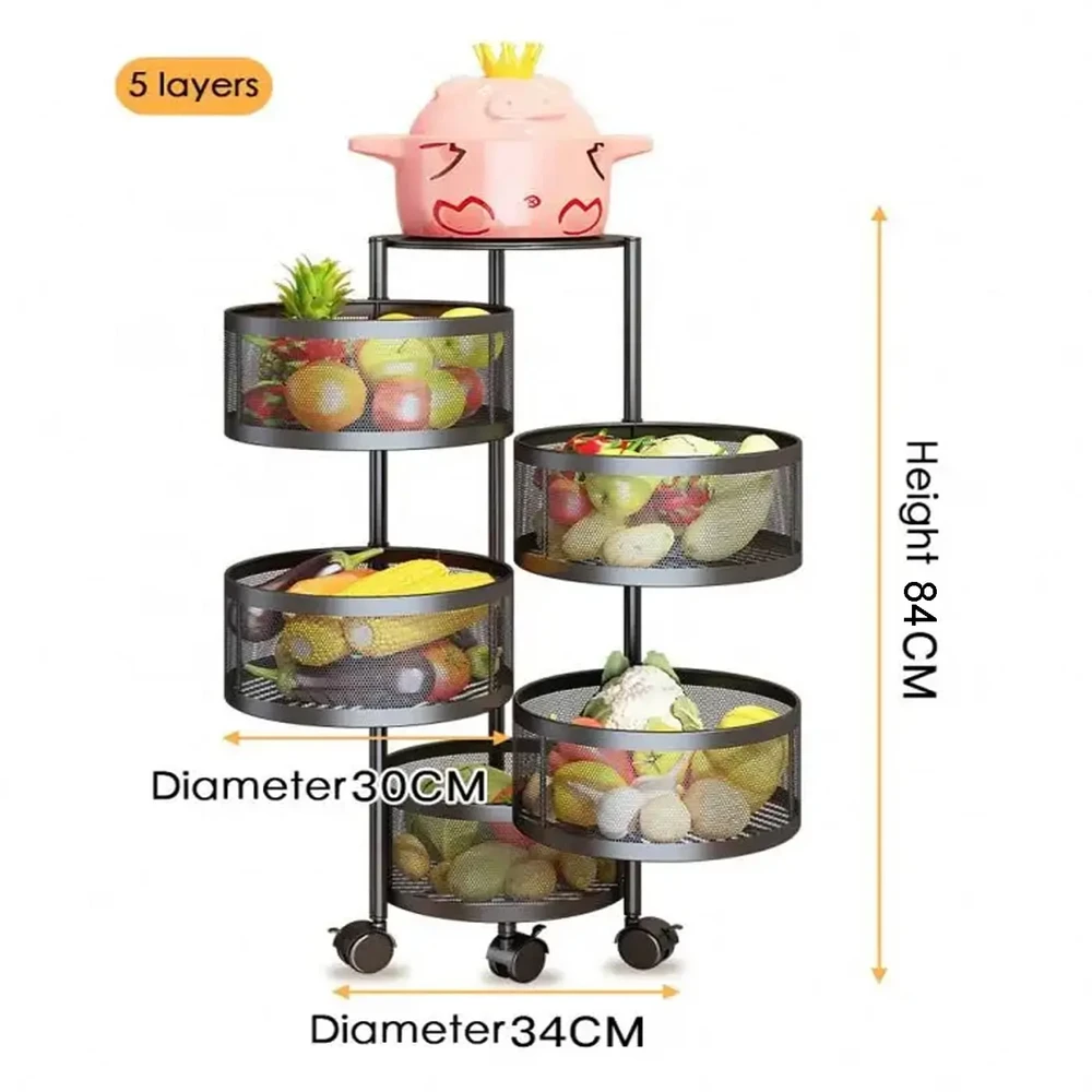 5 Layer Round Shape Kitchen Rack - Image 7