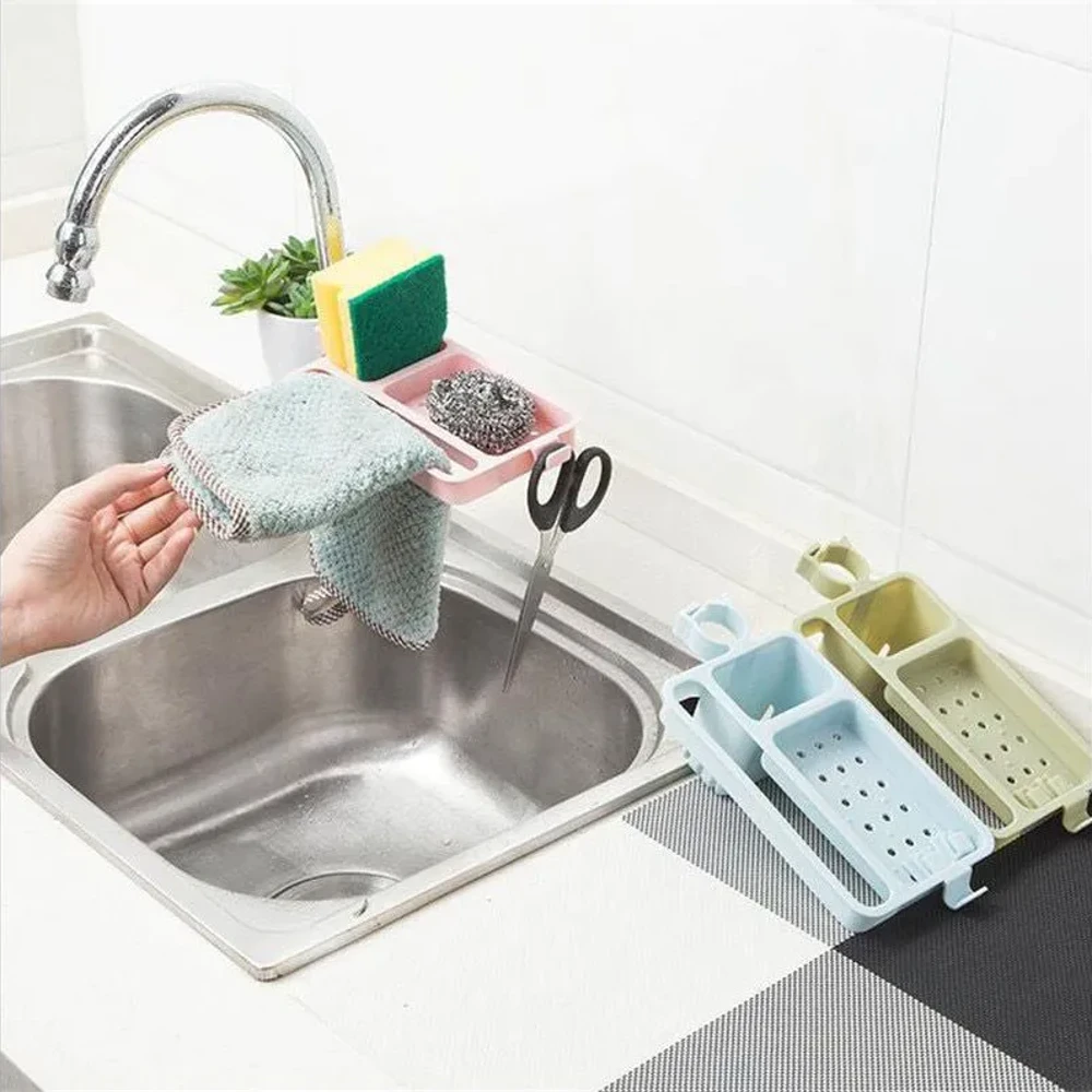 Kitchen Sink Faucet Sponge Soap Towel Holder