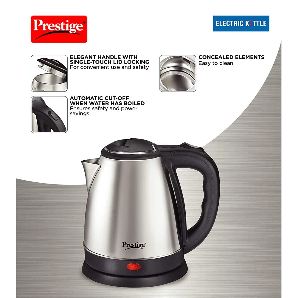 Prestige Electric Kettle - 2L - Silver and Black