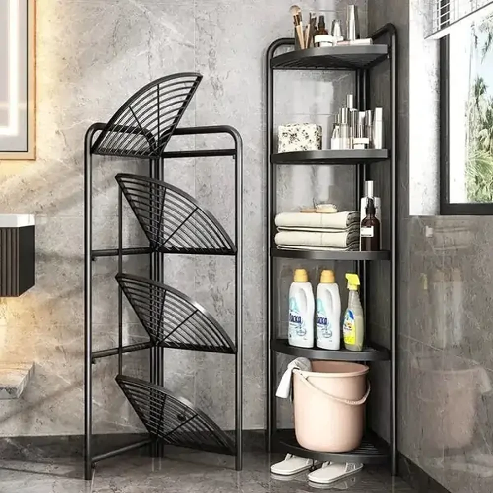 4 Layer Foldable Corner Shelves Rack