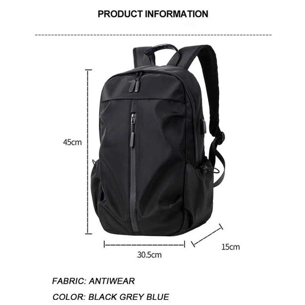 Large Oxford Waterproof Backpack (Black) - Image 5